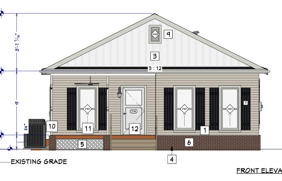 Front elevation (rendering) - 356 Dunham St, Mobile AL