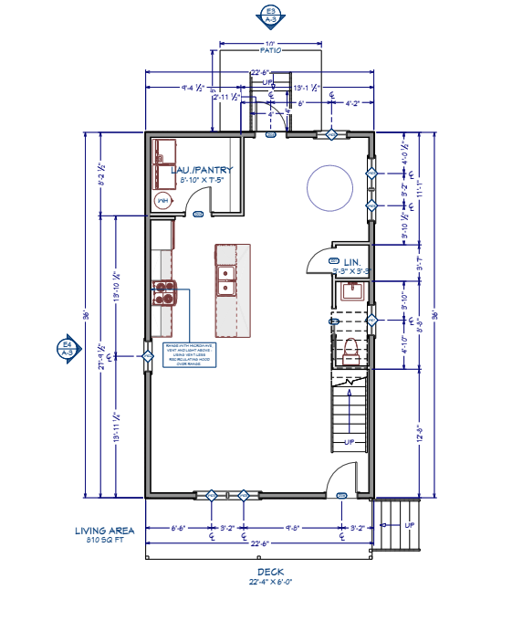 Floor plan - main level (810 sq ft)